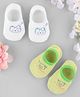 KIDLINGSS Cotton Knit Pack Of 2 Bunny & Teddy Printed Socks - Green & White
