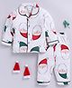 Clt.s Cotton Knit Christmas Theme Full Sleeves Santa Claus Printed Coordinating Night Suit Set - White