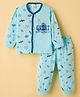 Mini Donuts Sinker Knit Full Sleeves T-Shirt & Pyjama Night Suit With Space Theme Print - Light Blue