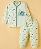 Mini Donuts Sinker Knit Full Sleeves T-Shirt & Pyjama Night Suit With Space Theme Print - Green