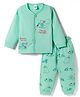 Mini Donuts Sinker Knit Full Sleeves T-Shirt & Pajama Night Suit with Puppy Print - Mint