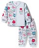 Mini Donuts Sinker Knit Full Sleeves T-Shirt & Pajama Night Suit with Comment Print - Sky Blue
