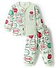 Mini Donuts Sinker Knit Full Sleeves T-Shirt & Pajama Night Suit with Comment Print - Sea Green