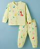Mini Donuts Sinker Knit Full Sleeves T-Shirt & Pyjama Night Suit With Dino Print - Lemon Yellow