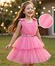 Hola Bonita Knit Sleeveless Mesh Fabric Solid Dress With Belt - Pink