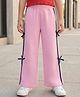 Honeyhap Premium 100% Cotton Looper Knit With Bio Finish Full Length Solid Lounge Pant With Bow Applique - Bonbon