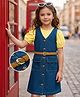Hola Bonita Cotton Woven Solid Dress & Half Sleeves Inner Tee with Belt - Blue