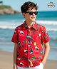 Pine Kids Disney 100% Cotton Woven Half Sleeves Shirt With Mickey Mouse Graphics - Multicolour