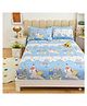 FILYMORE Kids Double bedsheet cute blue star unicorn design for kids room 1 bedsheet with 2 pillow cover-skyBlue and White