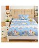 FILYMORE Kids Single bedsheet cute blue star unicorn  design for kids room 1 bedsheet with 1 pillow cover-skyBlue and White