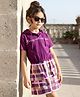 OLLINGTON ST. Cotton Half Sleeves Top & Printed Knit Skirt Set - Maroon & Multicolor
