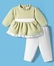 Mom's pet Fleece Knit Full Sleeves Solid Winter Top & Pant Set - Green