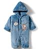 Mom's pet Fleece Knit Full Sleeves Monkey Embroidered Winter Romper - Blue