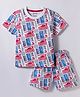 Smarty Boys Sinker Knit Half Sleeves Co-ords T-Shirt & Shorts Set with Text Print - White