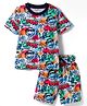 Smarty Girls Sinker Knit Half Sleeves Co-ords T-Shirt & Shorts Set with Skating Print - Multicolor