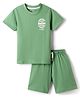 Smarty Boys Sinker Knit Half Sleeves T-Shirt & Shorts Set With Text Print - Green