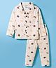Smarty Boys Sinker Knit Full Sleeves Co-ords Night Suit With Jupiter Print - Cream