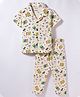 Smarty Boys Sinker Knit Half Sleeves Co-ords Night Suit With Text Print - Cream