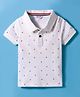 Smarty Boys Knitted Half Sleeves Polo T-Shirt with Star Print - White