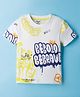 Smarty Boys Knit Half Sleeves T-Shirt With Text Print - White