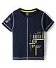 Smarty Boys Knitted Half Sleeves T-Shirt with Text Print - Navy Blue
