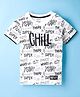 Smarty Boys Knitted Half Sleeves T-Shirt with Text Print - White