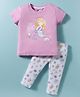 CUCUMBER Knit Half Sleeves T-Shirt & Joggers Set With Mermaid & Sea Animals Print - Pink
