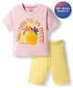Bonfino 100% Cotton Knit Half Sleeves Oversized Text Printed T-Shirt & Shorts Set - Dark Pink