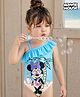 Babyhug Disney Sleeveless V Cut Swimsuit With Minnie Mouse Graphic - Light Blue