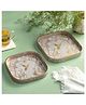 DULI Set of 2 Multipurpose Square Trays in MDF Wood with Enamel Coating for Home and Dining Table (8x8 and 9x9 inch)