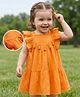 Babyoye 100% Cotton Woven Sleeveless Frock With Embroidery - Orange