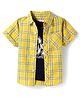 Babyhug Cotton Woven Half Sleeves Checks Shirt with Text Printed T-Shirt - Yellow