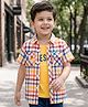Babyhug Cotton Woven Half Sleeves Checks Shirt with Text Printed T-Shirt - Multicolor