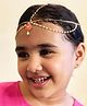 Lime By Manika Pearl Embellished Flower Designed Head Chain - Dark Pink & Gold