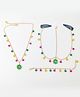 Lime By Manika Beads Embellished & Floral Applique Detailed Jewellery Set - Green Dark & Pink