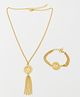 Lime By Manika Swirl Applique & Tassel Detailed Necklace & Bracelet Set - Gold