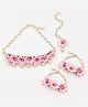 Lime By Manika Floral & Beads Detailed Jewellery Combo Set - Light Pink