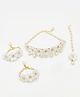 Lime By Manika Floral & Beads Detailed Jewellery Combo Set - White