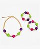 Lime By Manika Floral & Beads Detailed Jewellery Set - Pink Purple & Green