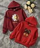 Cutiekins Fleece Knit Pack Of 2 Full Sleeves Find Your Soul & Kidlife Text Printed Light Winter Hoodies - Red & Maroon