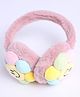M'andy Woollen Knit Smiley Flower Patch Detailed Ear Muffs - Peach