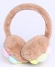 M'andy Woollen Knit Smiley Flower Patch Detailed Ear Muffs - Brown