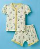 CUCUMBER Knit Half Sleeves Shorts Co-ord Night Suit With Snoopy Print - Yellow