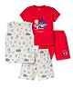 CUCUMBER Knitted Half Sleeves T-Shirts & Shorts Set Beach Theme Print Pack of 2- Red