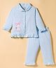 CUCUMBER Knitted Full Sleeves Co-ords Night Suit With Elephant Print - Light Blue