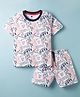 Simply Sinker Knit Half Sleeves Text Printed T-Shirt & Shorts Set - White