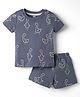 Simply Interlock Knit Half Sleeves Duck Printed T-Shirt & Shorts Set - Charcoal Grey