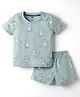 Simply Interlock Knit Half Sleeves Dogs Printed T-Shirt & Shorts Set - Sea Green
