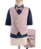 Mark & Mia Woven Full Sleeves 3 Piece Solid Color Party Suit with Bow Detailing - Pink