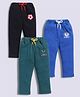 blushh berry Fleece Knit Pack Of 3 Sports Theme Embroidered  Joggers - Black Blue & Green